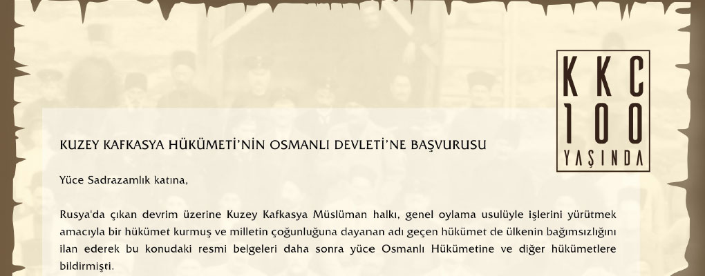 Kuzey Kafkasya Hükümetinin Osmanlı Devletine Başvurusu